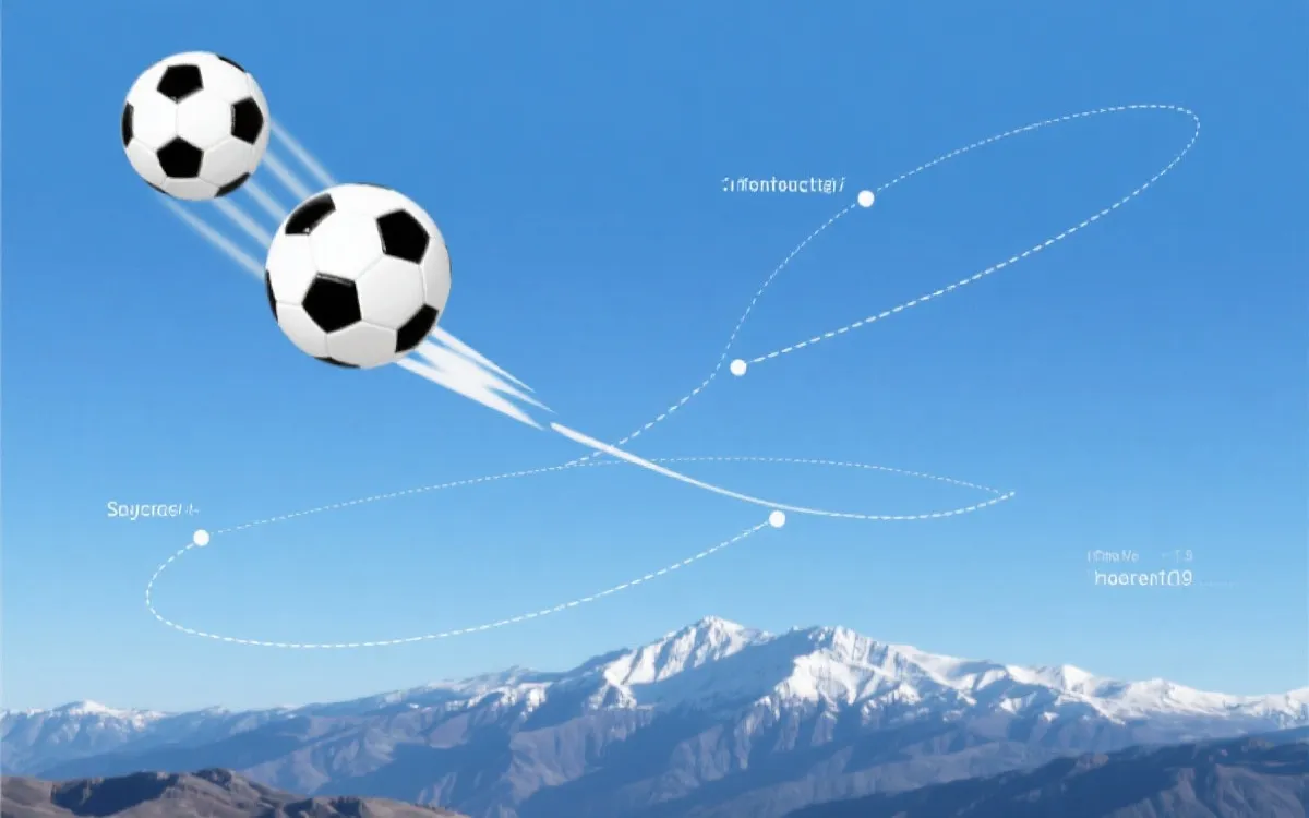足球在不同海拔下的轨迹对比可视化示意图